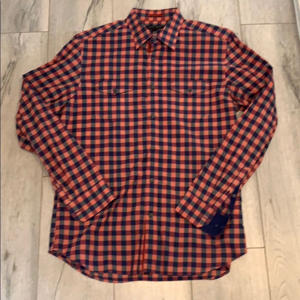 Navy & Pink Checkered Banana Republic Dress Shirt